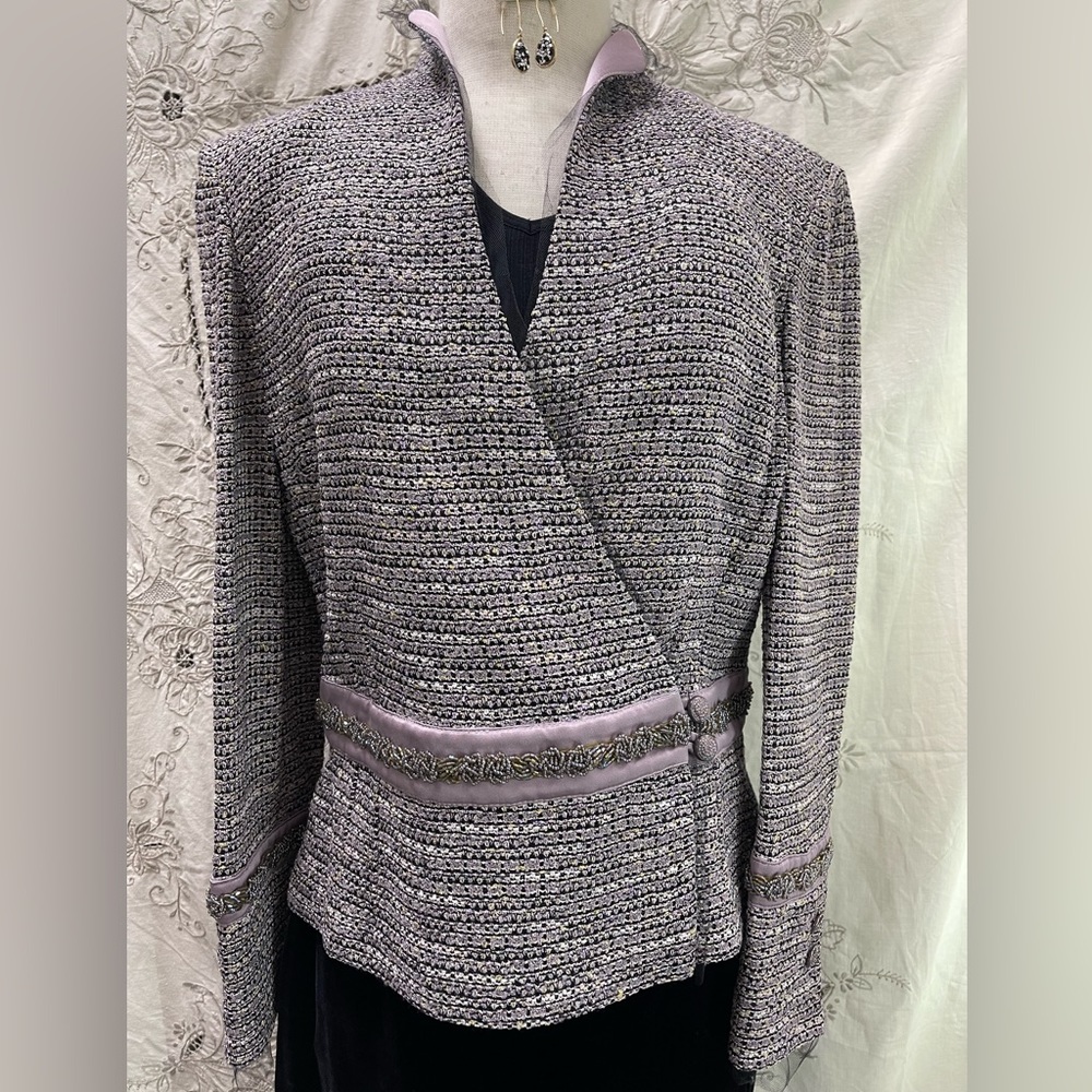 St. John Evening blazer jacket tweed with metallic beaded- Size M